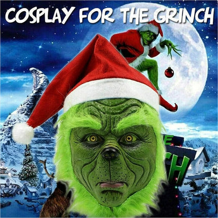 Grinch Christmas Green Big Monster Mask Halloween Cosplay Costume Props