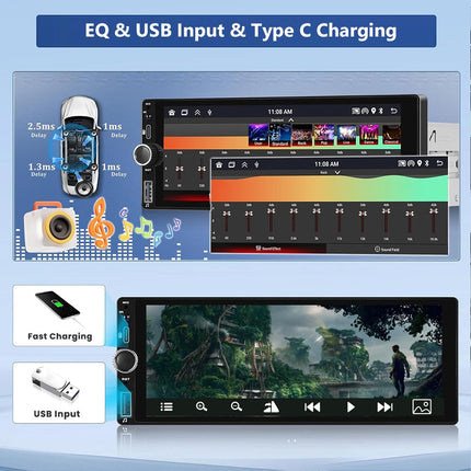 6.9inch Wireless Apple CarPlay Car Stereo FM Radio HD Touch Screen BT/USB/TF