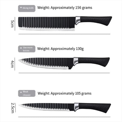6 Pcs Kitchen Knife Set Non Stick Coated Chef Knives Set Stainless Steel