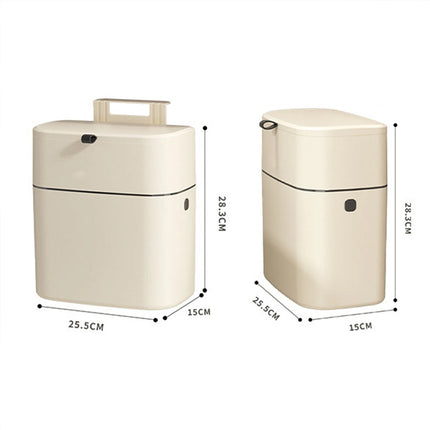 Wall Mounted Hanging Waste Bin with Lid Household Cabinet Trash Can Cream White