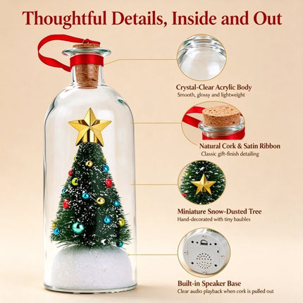Christmas Tree Message in a Bottle with LED Voice Recording Message Decors  （1PCS Green）
