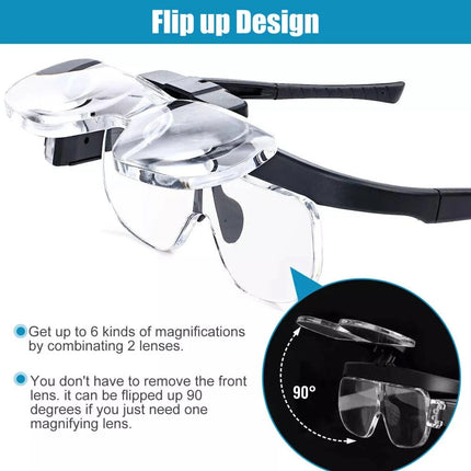 450% Magnifier Glasses W/ Led Light Magnifying Glasses Loupes Reading Sewing