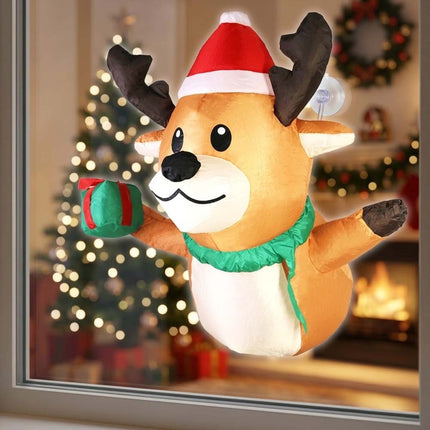 Inflatable Christmas Reindeer W/ LED Light 100CM Lean Out From Window Xmas Decor