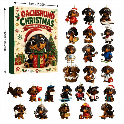 Dachshund Advent Calendar 24 Days Christmas Countdown Acrylic Ornament Gift