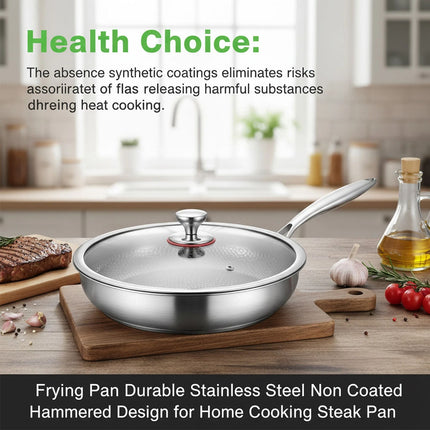 Frying Pan Scratch-Resistant Non Stick Cookware Titanium Hammered Induction