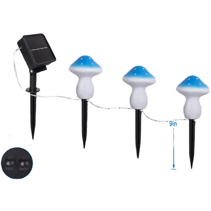 Solar Mushroom Lights LED Fairy String Light Outdoor Garden Path Xmas Decor Lamp