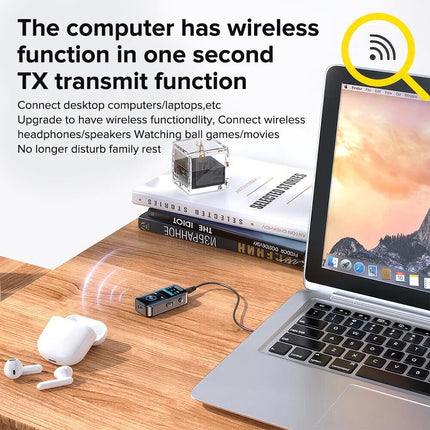 Bluetooth 5.4 Audio Adapter 4in1 Wireless Receiver Transmitter 3.5mm Aux TF Card