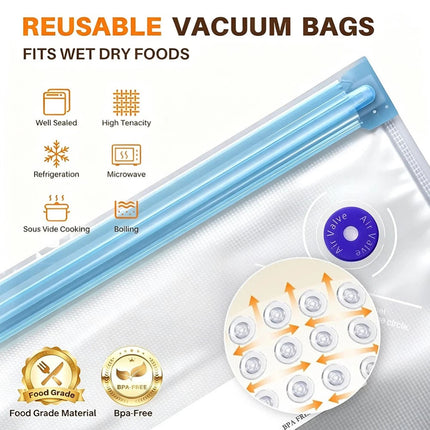 Fresh Reserve Vacuum Sealer, Fresh Reserve Food Vacuum with 15 Reusable Bags