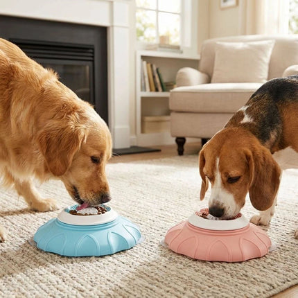 Liquid Food Slow Feeder Licking Dispenser, Rolling Ball-in Lick Bowl Anti-Slip