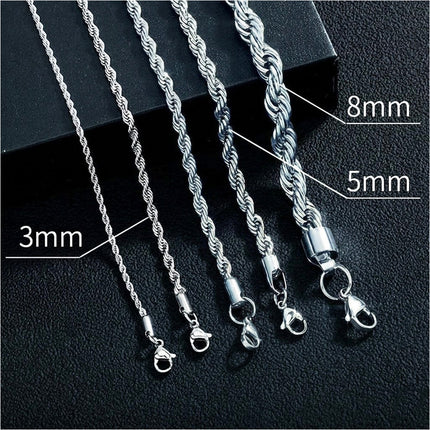 Chain Link Curb Necklace Men Women Stainless Steel Silver