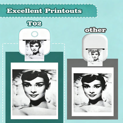 T02 Mini Pocket Bluetooth Thermal Printer Wireless Photo Inkless Sticker Green