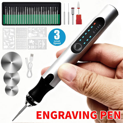 Cordless Electric Engraving Pen USB Rechargeable Micro Carving Tool with 37Pcs Accessories Set
