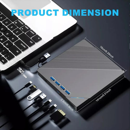 7-in-1 Slim External CD DVD Drive USB 3.0 Reader Writer Burner Player For Laptop
