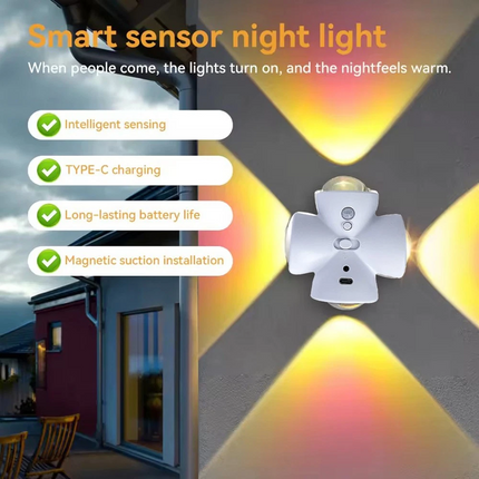 2X LED Motion Sensor Light PIR Cordless Night Light Bed Stair USB Rechargeable