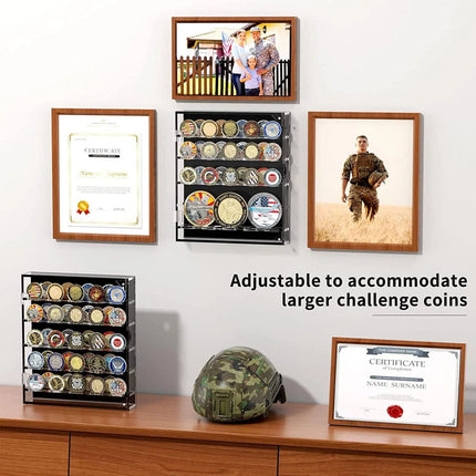 45 Grids Acrylic Clear Coin Medals Holder Military Challenge Coin Display Case