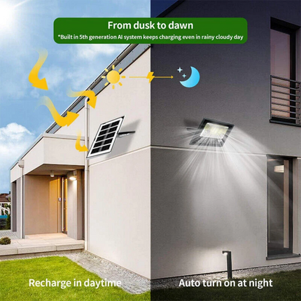 2PK 30000LM Solar Flood Lights Security Wall Yard Street Lamp Path Lamps Outdoor
