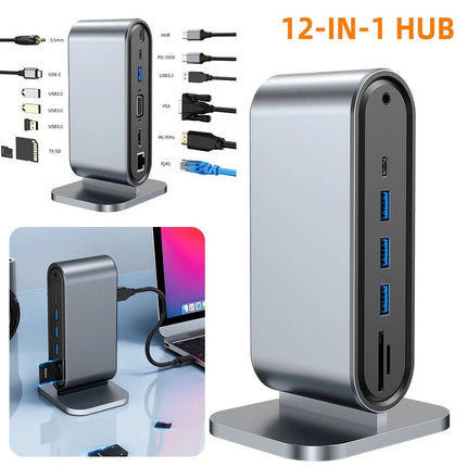 12 Ports HD/VGA/Audio/TF card/USB 3.0/PD 100W Fast Charging Charger Dock Station