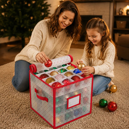 Jingle Jollys Christmas Baubles Storage Box 64 Dividers Xmas Ornaments Container