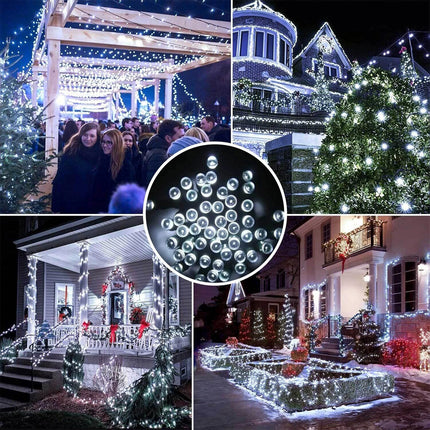 Solar Christmas String Lights Outdoor Waterproof LED Garden White 8 Modes