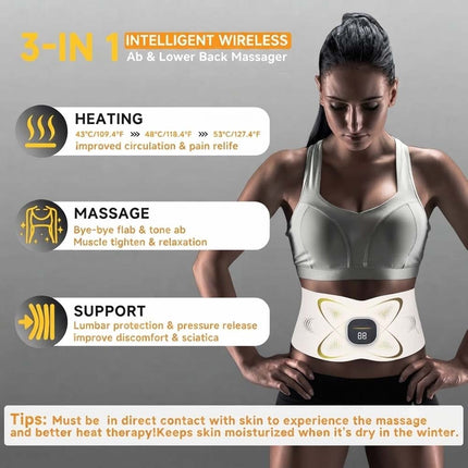 EMS Abs Sculptor, Ab Toning Belt with Heating Pad Cellulite Removal Fat Burning B