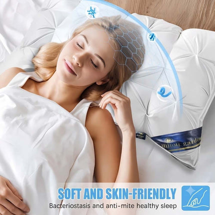 2Pc Duck Feather Pillows Luxury Hotel Pillows Standard Queen Size