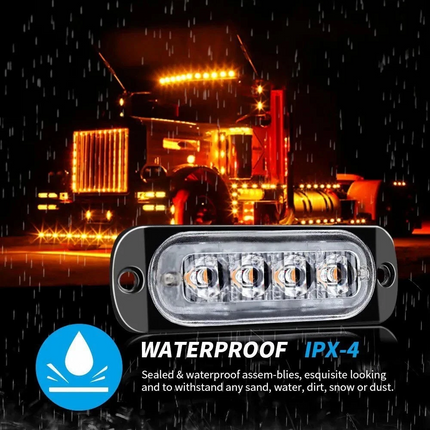 10x Amber 4 LED Car Truck Emergency Beacon Warning Hazard Flashing Strobe Light