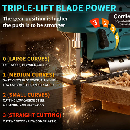 Brushless Cordless Jigsaw Woodworking Cutting Tool Compatible with Makita 18V Battery
