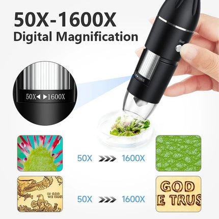 USB Digital Microscope 1600X Magnifying Tool 8 LED Light for Multi System