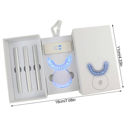 Wireless Teeth Whitening Kit Red Blue Light Therapy Gum Care 3 Gel Pens Set White