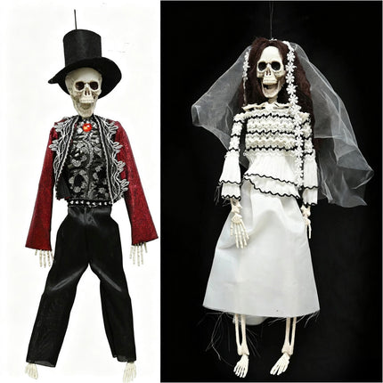2pk Halloween Skeleton Couple Hanging Decor Party Prop Coco Corpse Bride Groom