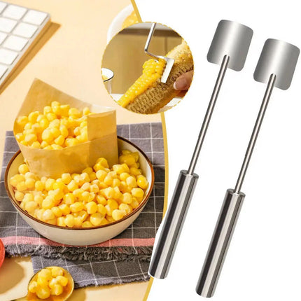 2x Stainless Steel Corn Peeler Serrated Corn Stripper Peelers Cob Shaver Cutter