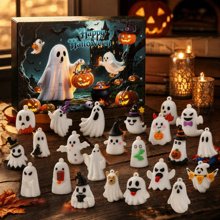 2026 Halloween Advent Calendar 24 Days Spooky Resin Ornaments Countdown Box
