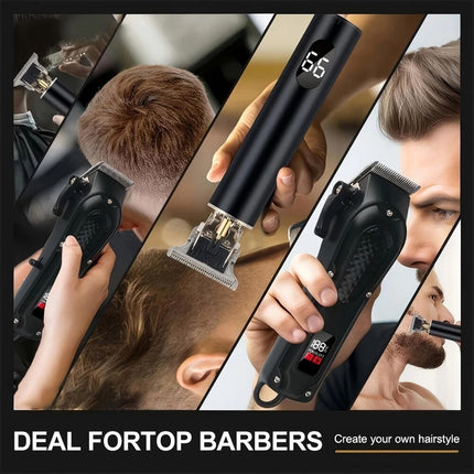 Men's Hair Clippers Beard Trimmer Cordless Electric Shaver Haircut Grooming Kit