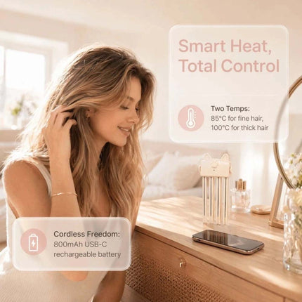 Electric Cordless Heated Hair Volume Clip- Root Clips for Curly Hair Volume Beige