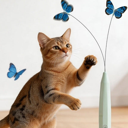 360° Rotation Automatic Cat Teaser Electric Butterfly Cat Toy Indoor    （Green）