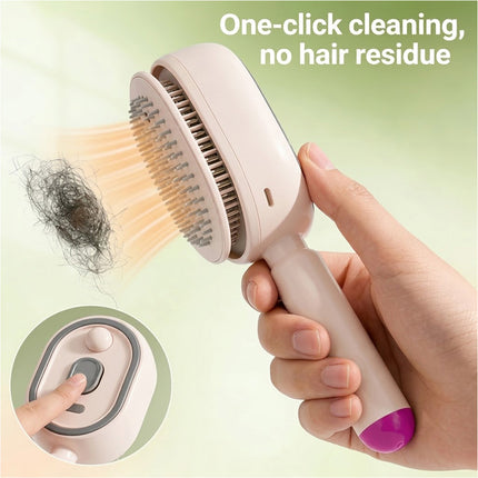 Pink Electric Scalp Massage Comb Red Light Hair Care Brush Rechargeable Head Massager