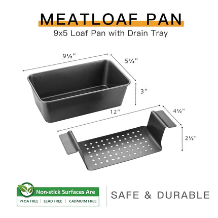 Non Stick Meat Loaf Pan with Drain Tray Loaf Pan for Baking Bread Toast Box Mold