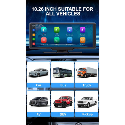 10.26" 4K Car Camera Wireless Apple CarPlay Android Auto FM Touch Screen Radio