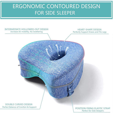 Leg Knee Pillow Cushion Support Pain Relief Washable Cover Memory Foam Pillow Blue