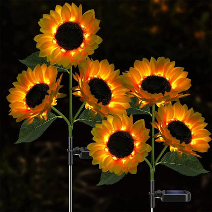 2x Solar Power Garden Stake Lights Sunflower LED Flower lawn Decor Lamp Outdoor
