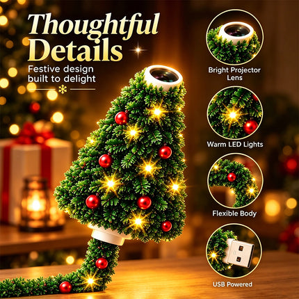 Christmas Projector Light Plug USB Christmas Tree Projector with 6 Festive Scene