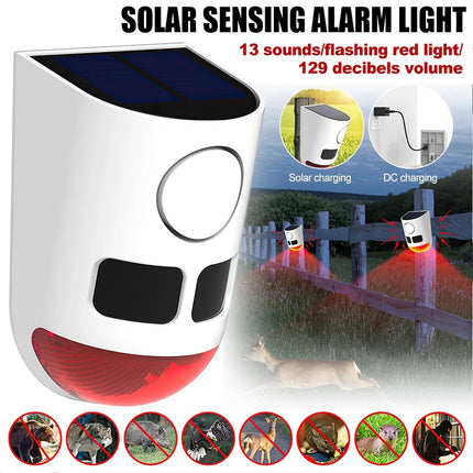 Solar Strobe Alarm Light Motion Sensor Siren 120dB