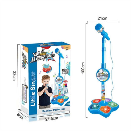 Microphone With Stand Karaoke Song Music Instrument Toys Birthday Gift Blue