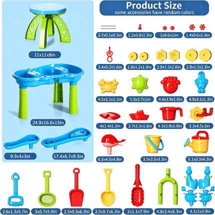 3-Tier Outdoor Sand & Water Activity Table, Beach Table Toys for Home Patio Gift