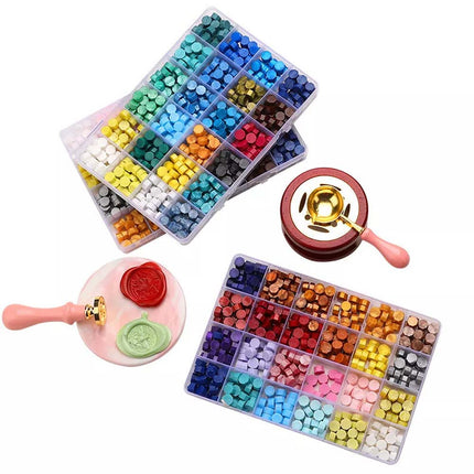 1200Pcs Colour Sealing Wax Mix Metallic Stick Beads Stamp Seal Candle Envelope 1Box Macaron and1Box bluegreen