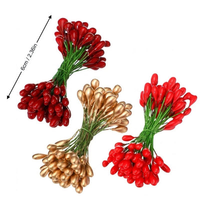 150 Pcs Artificial Berry Stems Double Head Christmas Tree Ornaments Floral Picks