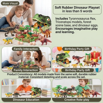 46Pcs Realistic Dinosaur Figure Playset with Eggs Trees,Dinosaur Toys