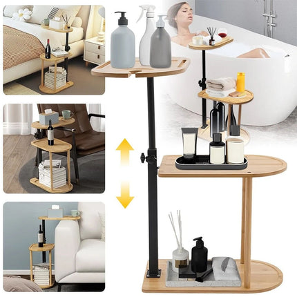 Bamboo Shower Shelf Bathroom Rack Storage Organiser Caddy 3 Tier 360° Rotating