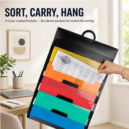 Multi Layer Wall Mounted File Organizer Accordion Bag Portable Document Storage