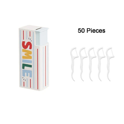 Plastic Dental Floss Pick Dispenser Floss Stick Storage Box Restaurant   White Blue